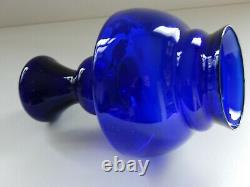 Mid Century Modern Cobalt Blue Scandinavian Art Glass Vase unusual