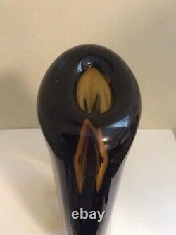 Mid Century Modern Drop Shape Blue Smoky Topaz Murano Italian Art Glass Vase 10