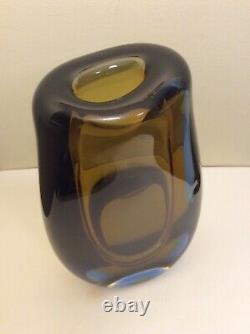 Mid Century Modern Drop Shape Blue Smoky Topaz Murano Italian Art Glass Vase 10