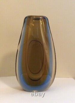 Mid Century Modern Drop Shape Blue Smoky Topaz Murano Italian Art Glass Vase 10