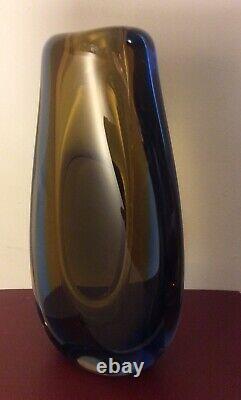 Mid Century Modern Drop Shape Blue Smoky Topaz Murano Italian Art Glass Vase 10