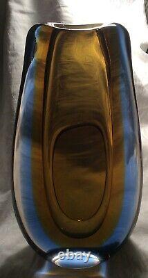 Mid Century Modern Drop Shape Blue Smoky Topaz Murano Italian Art Glass Vase 10