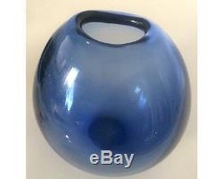 Mid Century Modern Holmegaard Per Lutken Sapphire Blue Small Drop Art Glass Vase