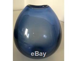 Mid Century Modern Holmegaard Per Lutken Sapphire Blue Small Drop Art Glass Vase