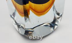 Mid-Century Modern Murano Style Sommerso Blue & Amber Glass Vase