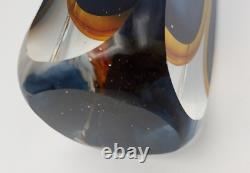 Mid-Century Modern Murano Style Sommerso Blue & Amber Glass Vase