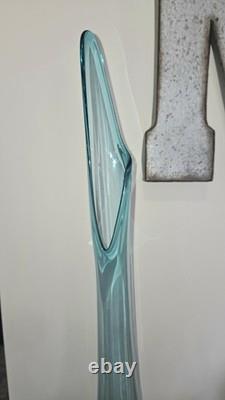 Mid-Century Modern Turquoise Swung Glass Vase Produced by L. E. Smith Glass 31 S Mid-Century Modern Turquoise Swung Glass Vase Produced by L. E. Smith Glass 31 S