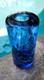 Mid-Century Tall Thick Heavy Capri Blue Blown Bubble Glass Cylinder Vase