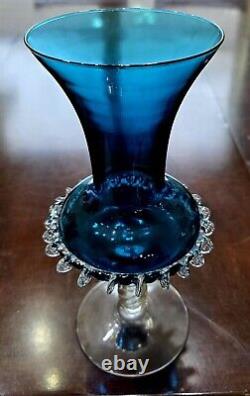 Midcentury Dark Blue Murano Glass Vase, Mouthblown, circa 1960, Extremely Rare