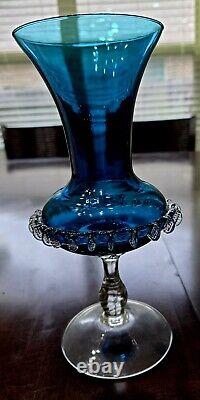 Midcentury Dark Blue Murano Glass Vase, Mouthblown, circa 1960, Extremely Rare