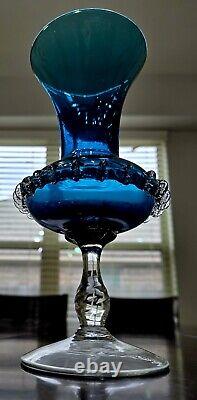 Midcentury Dark Blue Murano Glass Vase, Mouthblown, circa 1960, Extremely Rare