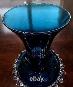 Midcentury Dark Blue Murano Glass Vase, Mouthblown, circa 1960, Extremely Rare