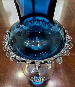 Midcentury Dark Blue Murano Glass Vase, Mouthblown, circa 1960, Extremely Rare