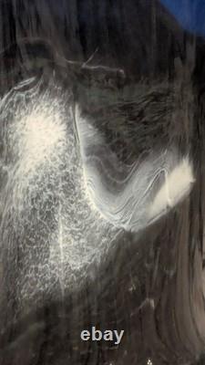 Mihai Topescu Signed Art Glass Vase Large 16 Romanian Studio Glass Blue