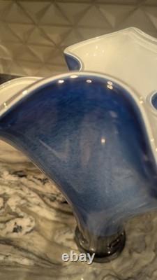 Mihai Topescu Signed Art Glass Vase Large 16 Romanian Studio Glass Blue