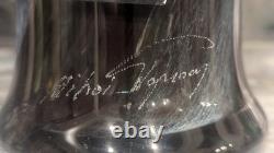 Mihai Topescu Signed Art Glass Vase Large 16 Romanian Studio Glass Blue