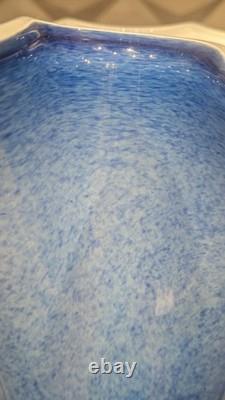 Mihai Topescu Signed Art Glass Vase Large 16 Romanian Studio Glass Blue