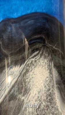 Mihai Topescu Signed Art Glass Vase Large 16 Romanian Studio Glass Blue