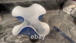 Mihai Topescu Signed Art Glass Vase Large 16 Romanian Studio Glass Blue