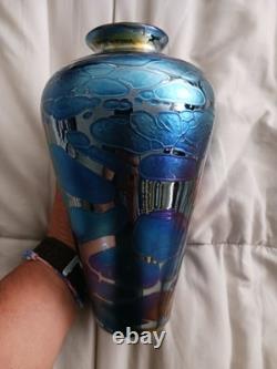 Minh Martin Romeo Iridescent Art Glass Aurora Vase, 10 Height x 6 Wide