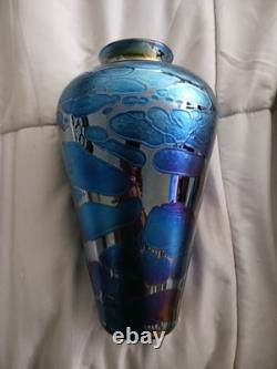 Minh Martin Romeo Iridescent Art Glass Aurora Vase, 10 Height x 6 Wide