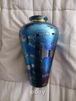 Minh Martin Romeo Iridescent Art Glass Aurora Vase, 10 Height x 6 Wide