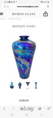Minh Martin Romeo Iridescent Art Glass Aurora Vase, 10 Height x 6 Wide