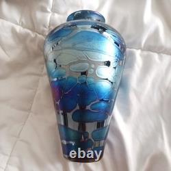 Minh Martin Romeo Iridescent Art Glass Aurora Vase, 10 Height x 6 Wide