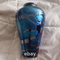 Minh Martin Romeo Iridescent Art Glass Aurora Vase, 10 Height x 6 Wide