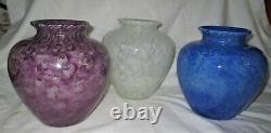 Mint! Antique Art Deco Steuben USA Sea Blue Cluthra Bubble Glass Flower Vase