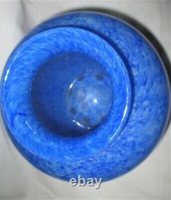 Mint! Antique Art Deco Steuben USA Sea Blue Cluthra Bubble Glass Flower Vase