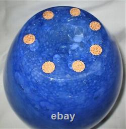 Mint! Antique Art Deco Steuben USA Sea Blue Cluthra Bubble Glass Flower Vase