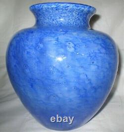 Mint! Antique Art Deco Steuben USA Sea Blue Cluthra Bubble Glass Flower Vase