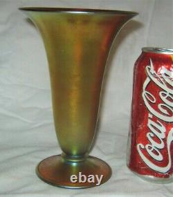 Mint! Antique Art Deco USA 6 1/8 Steuben # 2909 Gold Aurene Glass Flower Vase