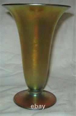 Mint! Antique Art Deco USA 6 1/8 Steuben # 2909 Gold Aurene Glass Flower Vase