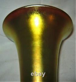 Mint! Antique Art Deco USA 6 1/8 Steuben # 2909 Gold Aurene Glass Flower Vase