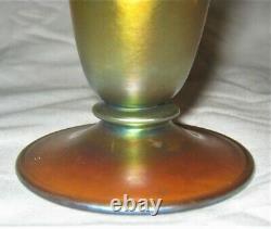 Mint! Antique Art Deco USA 6 1/8 Steuben # 2909 Gold Aurene Glass Flower Vase