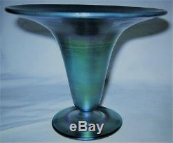 Mint Antique Steuben Blue Aurene # 3070 USA Art Glass Flower Garden Urn Vase