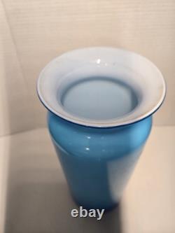 Mint! Mid-Century Modern POTTERY BARN blue & white cased glass Ball Vase Set