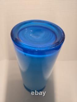 Mint! Mid-Century Modern POTTERY BARN blue & white cased glass Ball Vase Set