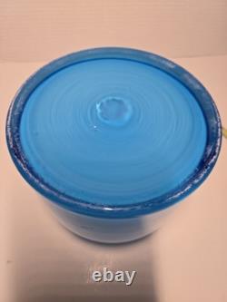 Mint! Mid-Century Modern POTTERY BARN blue & white cased glass Ball Vase Set