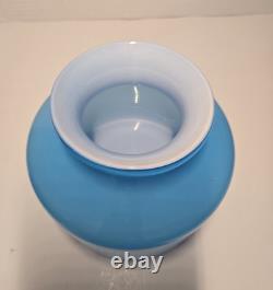 Mint! Mid-Century Modern POTTERY BARN blue & white cased glass Ball Vase Set