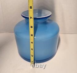 Mint! Mid-Century Modern POTTERY BARN blue & white cased glass Ball Vase Set