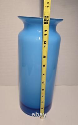 Mint! Mid-Century Modern POTTERY BARN blue & white cased glass Ball Vase Set