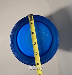 Mint! Mid-Century Modern POTTERY BARN blue & white cased glass Ball Vase Set