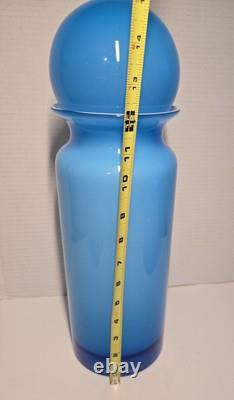 Mint! Mid-Century Modern POTTERY BARN blue & white cased glass Ball Vase Set