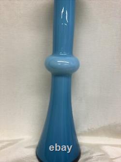 Mint Per Lutken for Holmegaard 8.25 Glass Blue Encased white Vase Lütken MCM