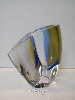 Mirage Vase Goran Warff Kosta Boda 7040704 Blue/Amber 6-1/8 Tall Brand New