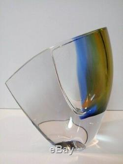 Mirage Vase Goran Warff Kosta Boda 7040704 Blue/Amber 6-1/8 Tall Brand New