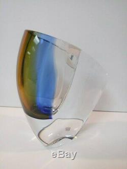 Mirage Vase Goran Warff Kosta Boda 7040704 Blue/Amber 6-1/8 Tall Brand New